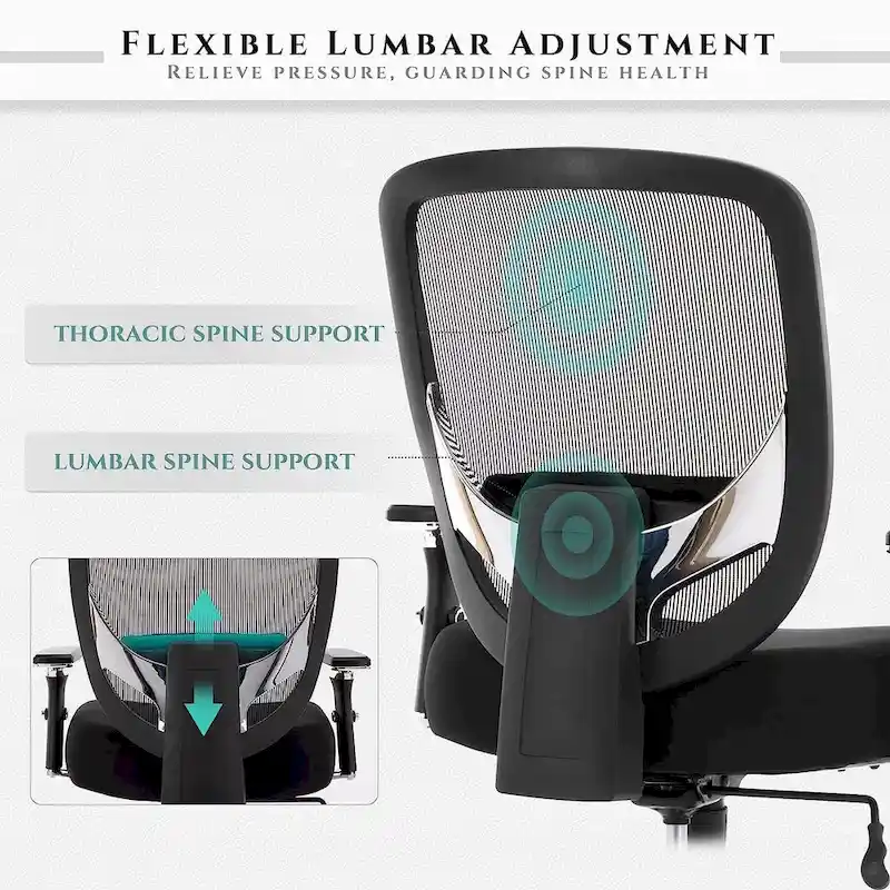 Big and Tall Heavy Duty Ergonomic Mesh Office Chair 500lbs with Wide Thick Seat