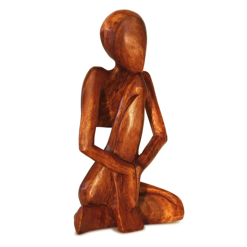 12  Abstract Sculpture Wooden Handmade Handcrafted  Praying Man  Statue Home Dcor Yoga Figurine Accent Hand Carved