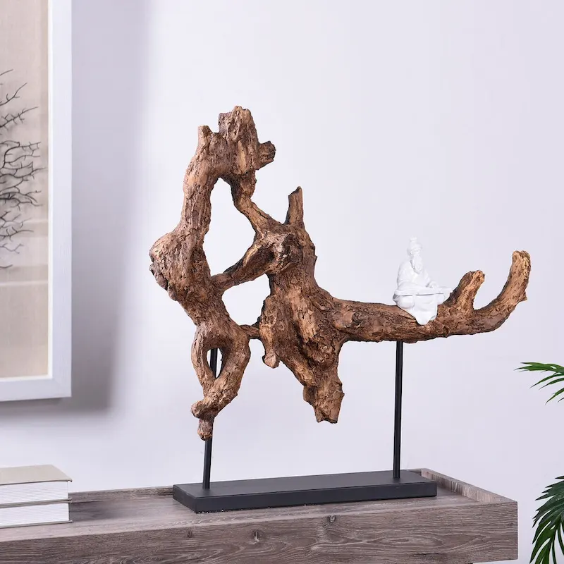 Dann Foley - Imitation Wood Sculpture with Seated Musician