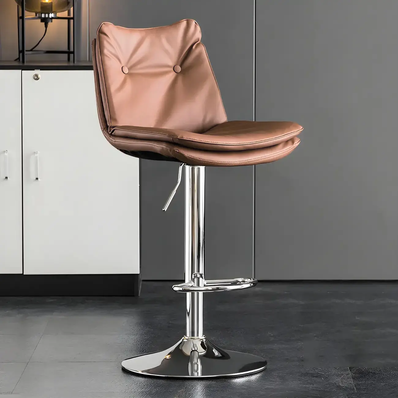 Modern Adjustable Leather Swivel Bar Stools