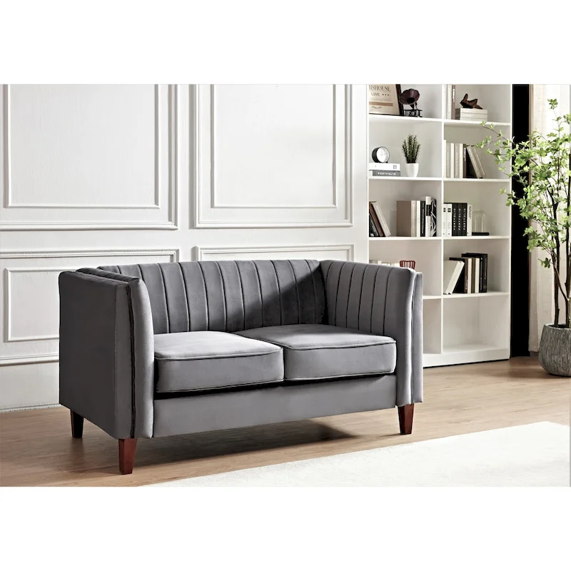 Line Tufted Square Design Loveseat