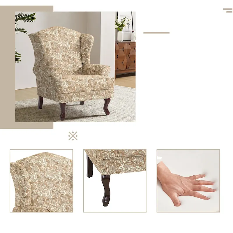 Mid-Century Modern Upholstered Wingback Accent Chair