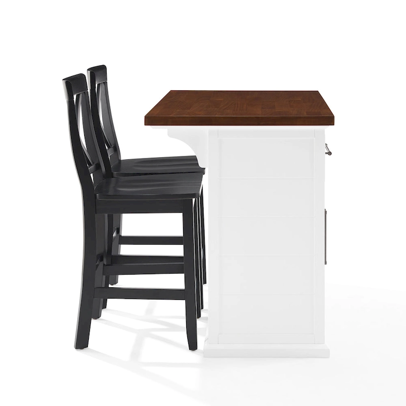 Crosley Bartlett Wood Top Kitchen Island W/X-Back Stools