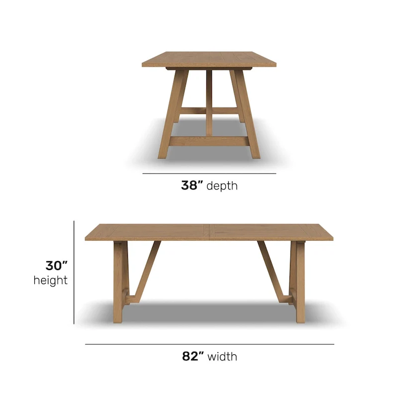 Trestle Brown Wood Dining Table - 82 x 30 x 38