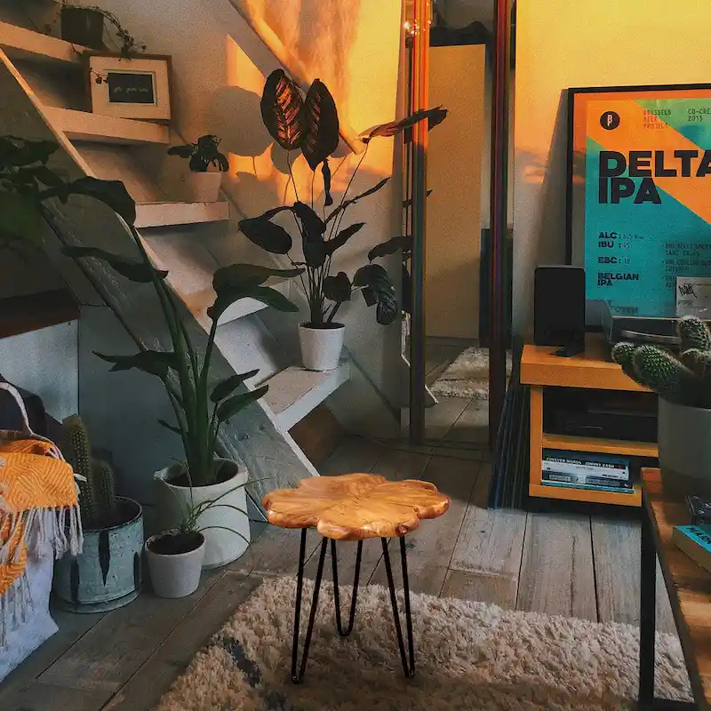 Greenage Live Edge Wood Coffee Table 4 Panels Table with Hairpin Legs