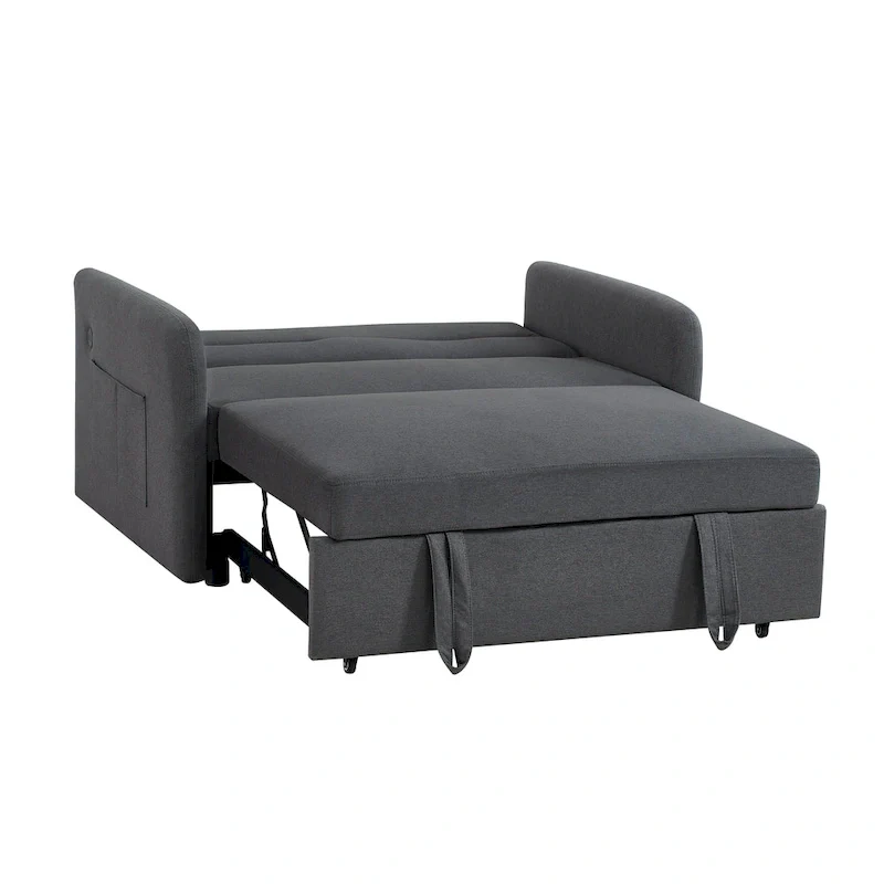 Grey / White / Black Convertible Sofa Bed with USB Port – Seats 2