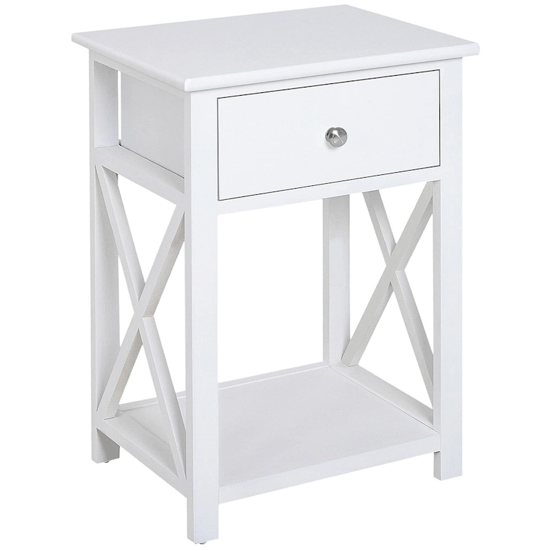 HomCom Wood X-side End Table - 15.5L X 12W X 22H