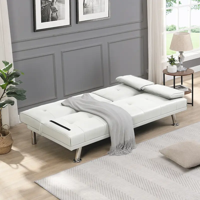 66.1  PVC Loveseat Sofa Bed with Wood Frame and Stainless Legs