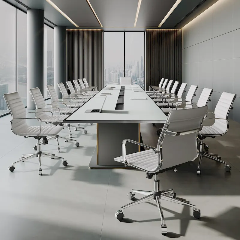 Black Ribbed Swivel Office Chair with Tilt Function