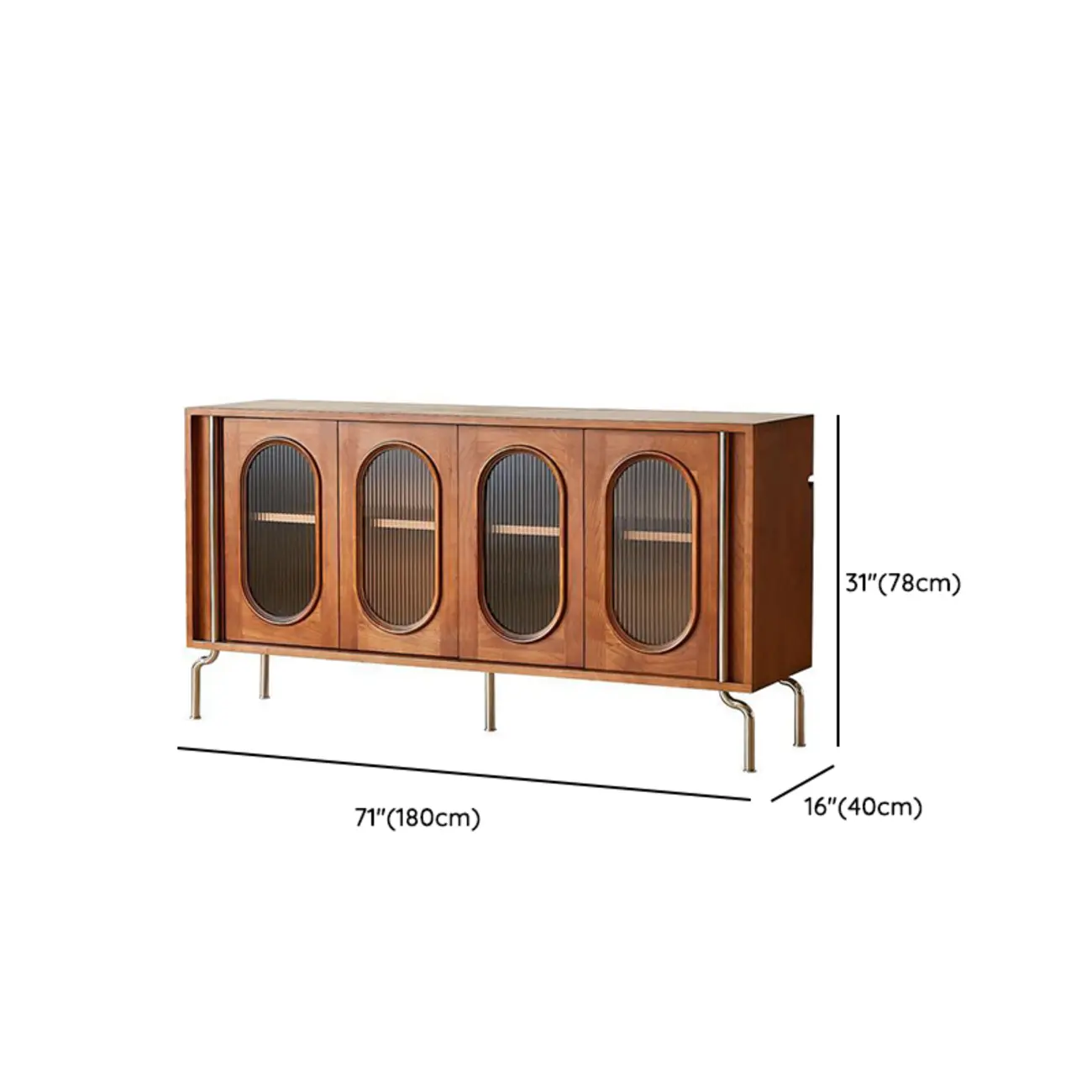 Modern Brown Wooden Sideboard with Adjustable Shelving