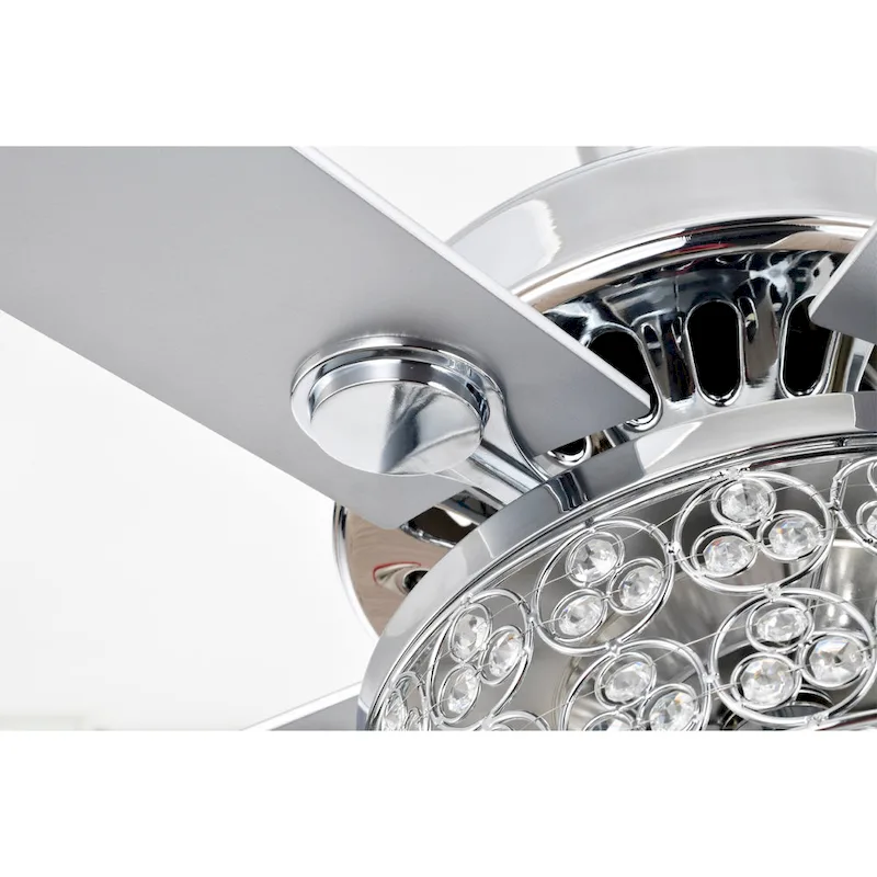 Caderina 52 Inch Chrome Finished 4 Light, 5 Blades Ceiling Fan with Remote