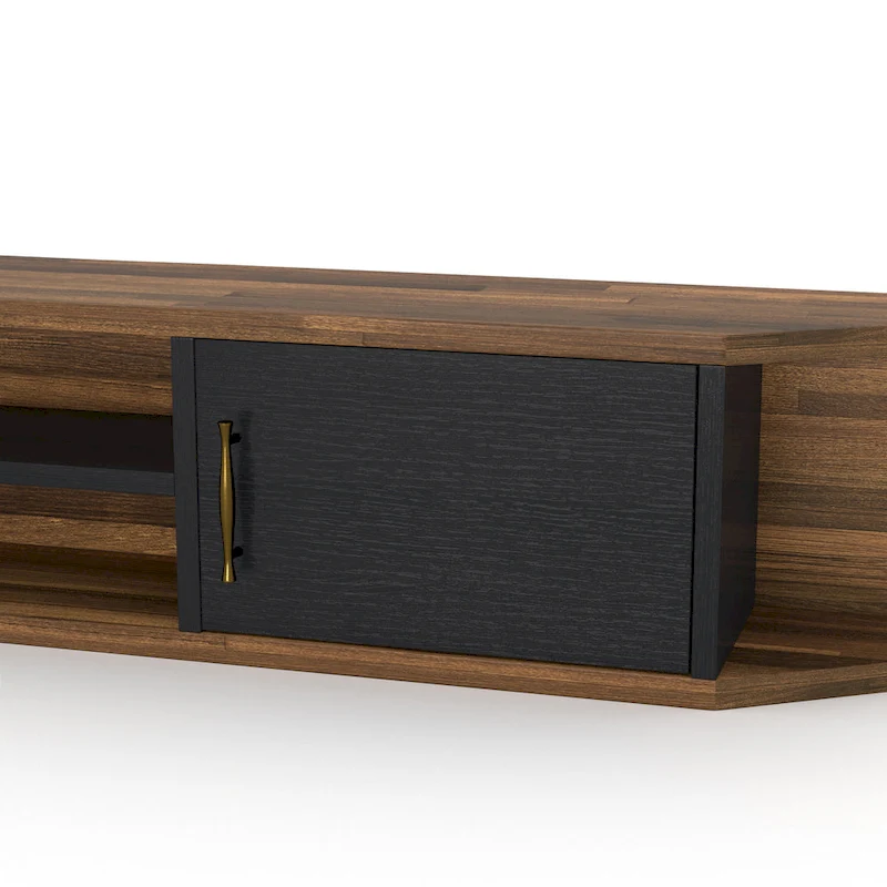 DH BASIC Mid-Century Modern 71-inch 4-Shelf Floating TV Console by Denhour