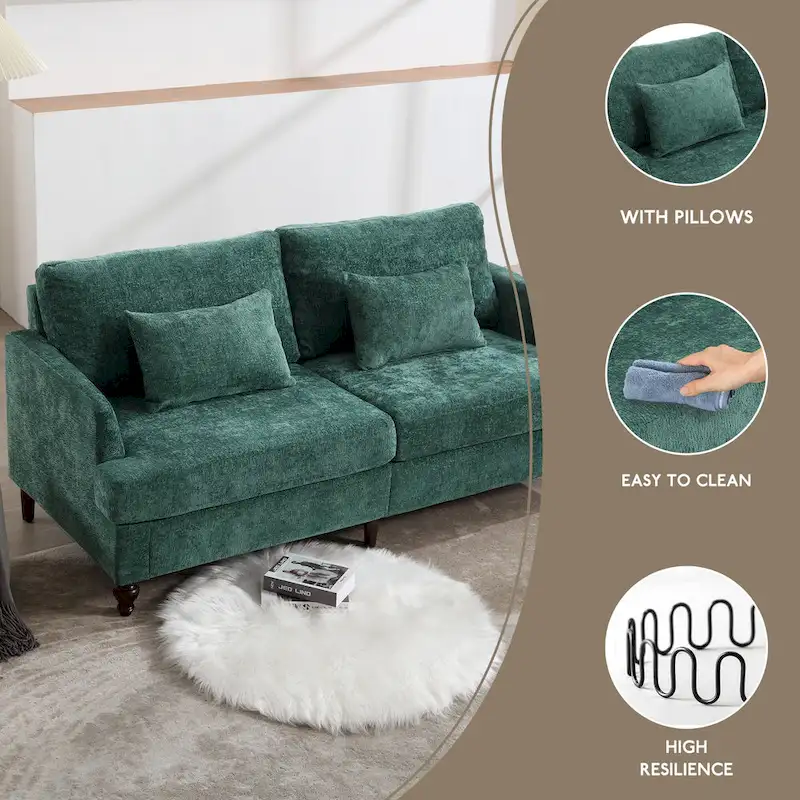 HOMEFUN Modern chenille Fabric Loveseat,2-Seat Upholstered Loveseat Sofa Modern Couch