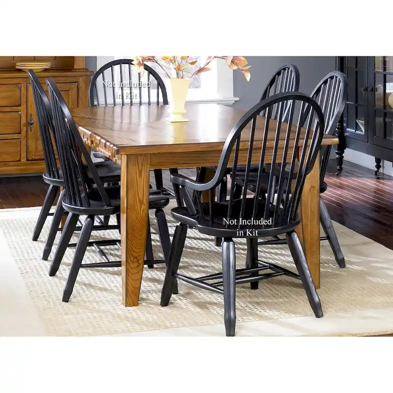 Rustic Oak Black Sheaf Back Dinette Set (5 Pieces)