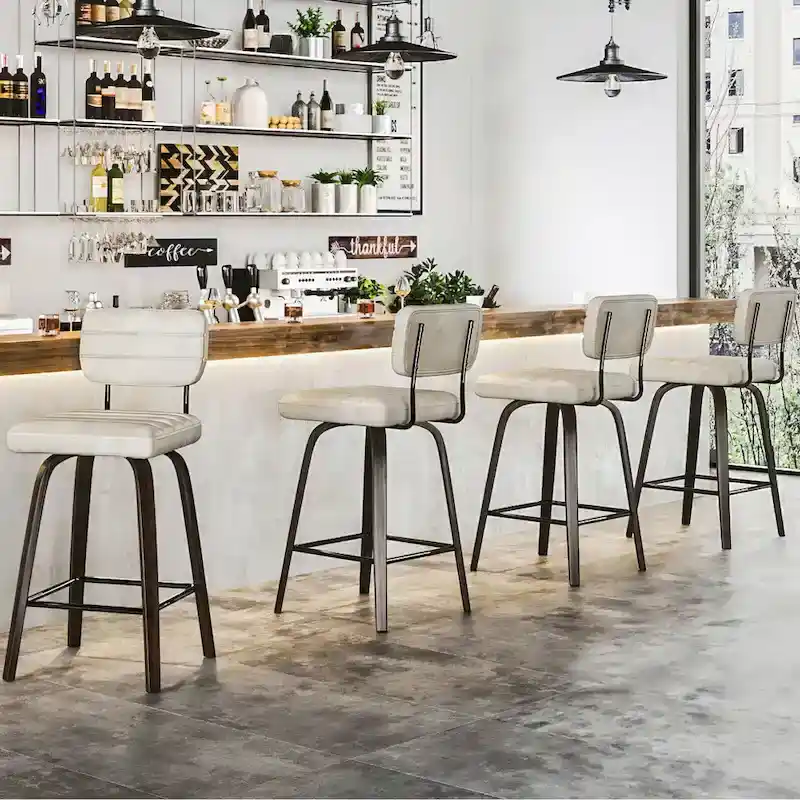 Swivel Counter Height Bar Stool with PU Leather Seat