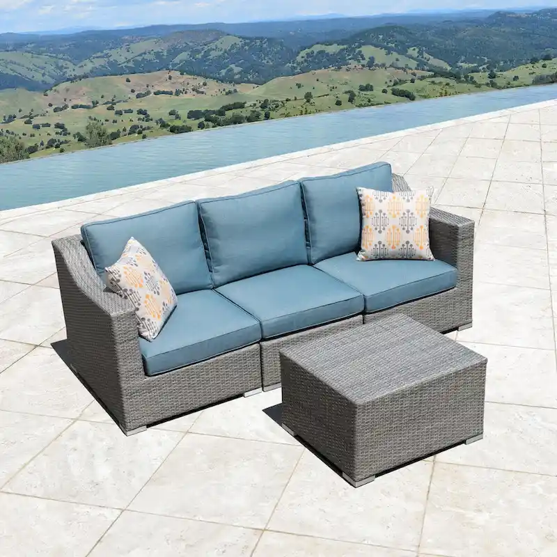 Corvus Martinka Aluminum Outdoor 4-piece Grey Wicker Sofa Set