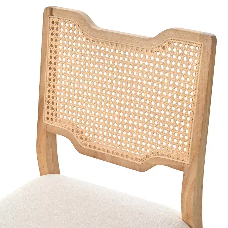 Christopher Knight Home Lea Farmhouse Rubberwood Rattan Upholstered Dining Chairs (Set of 2)