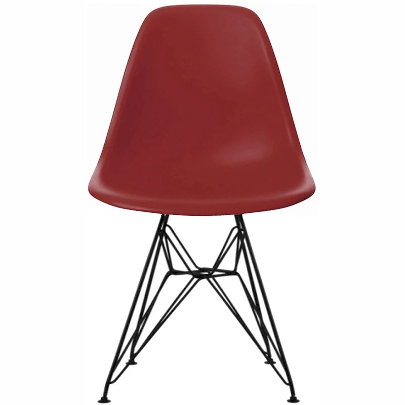 Modern Plastic Accent Designer Side Dining Matte Chair With Dark Black Wire Chrome Legs Base