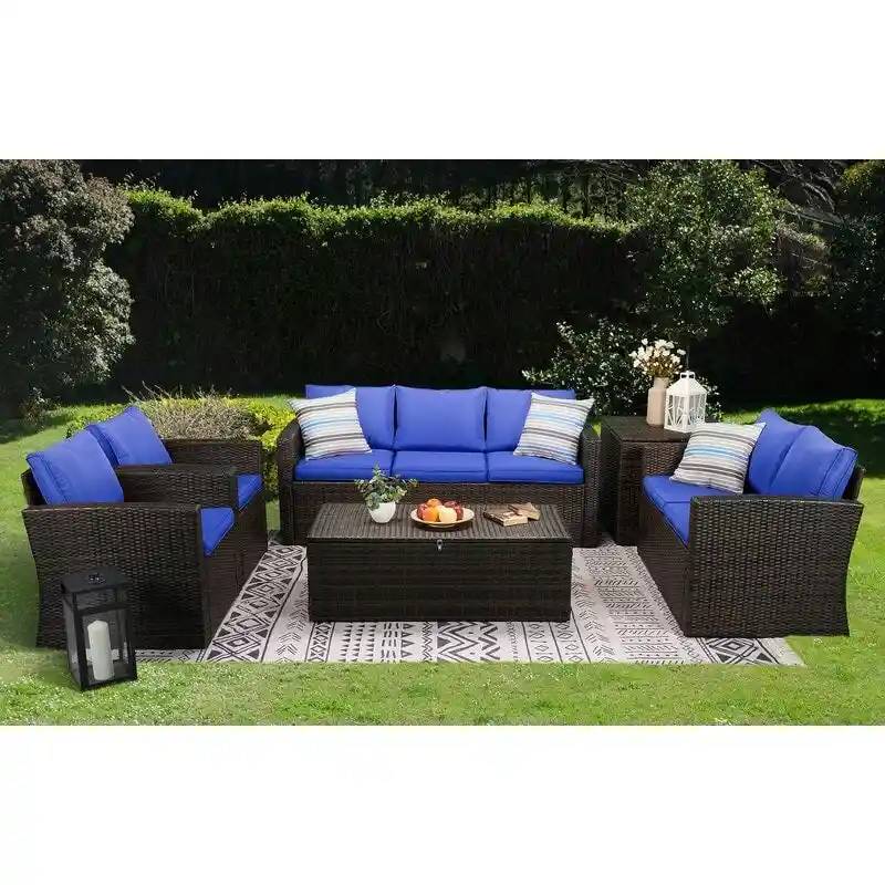 6-Piece Wicker Outdoor Patio Conversation Set