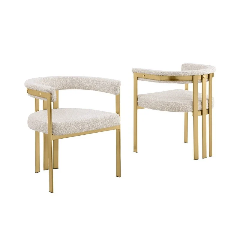 Best Quality Furniture Matte Brushed Gold Chrome Dining Chairs (Set of 2) - N/A