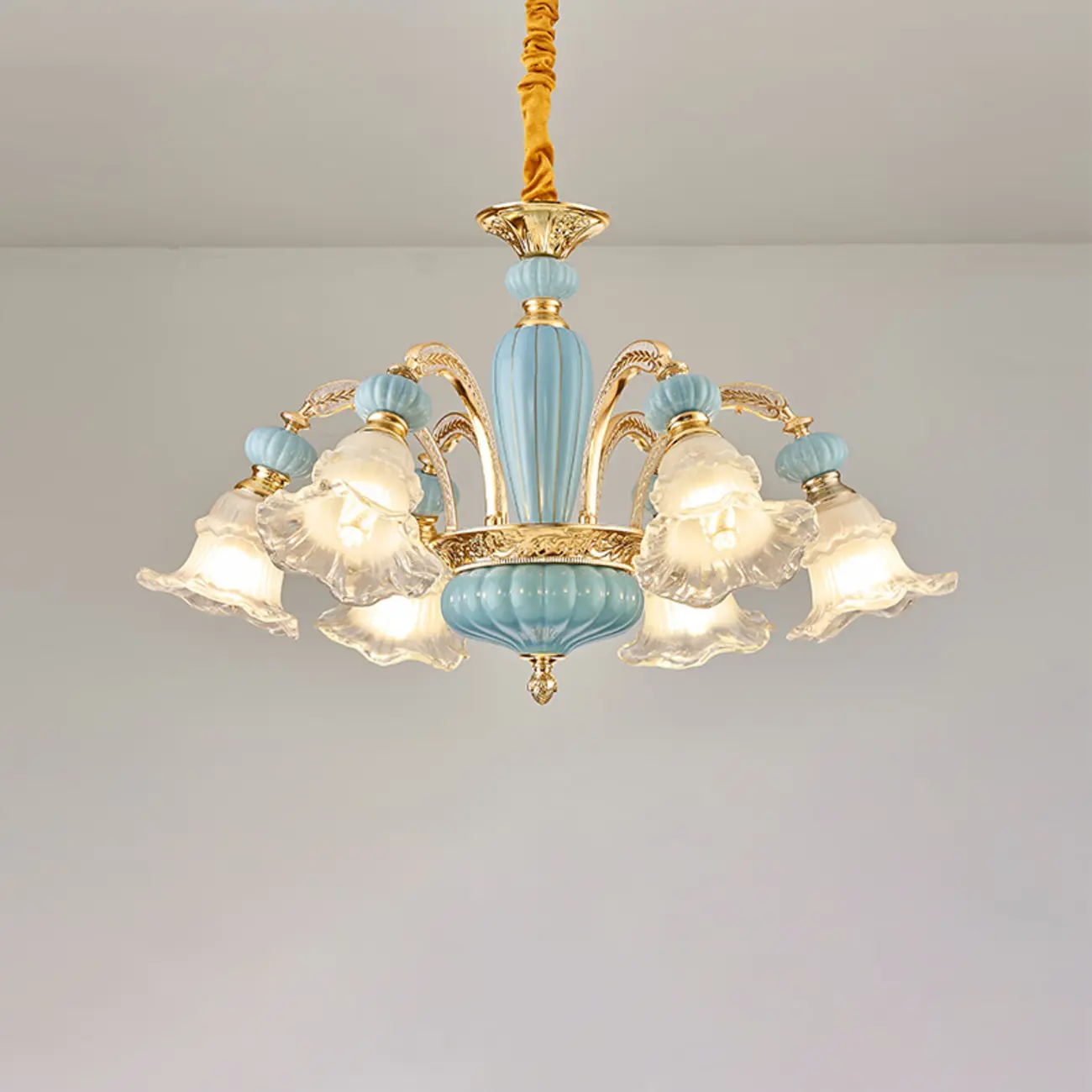 Vintage Floral Glass Chandelier for Living Room