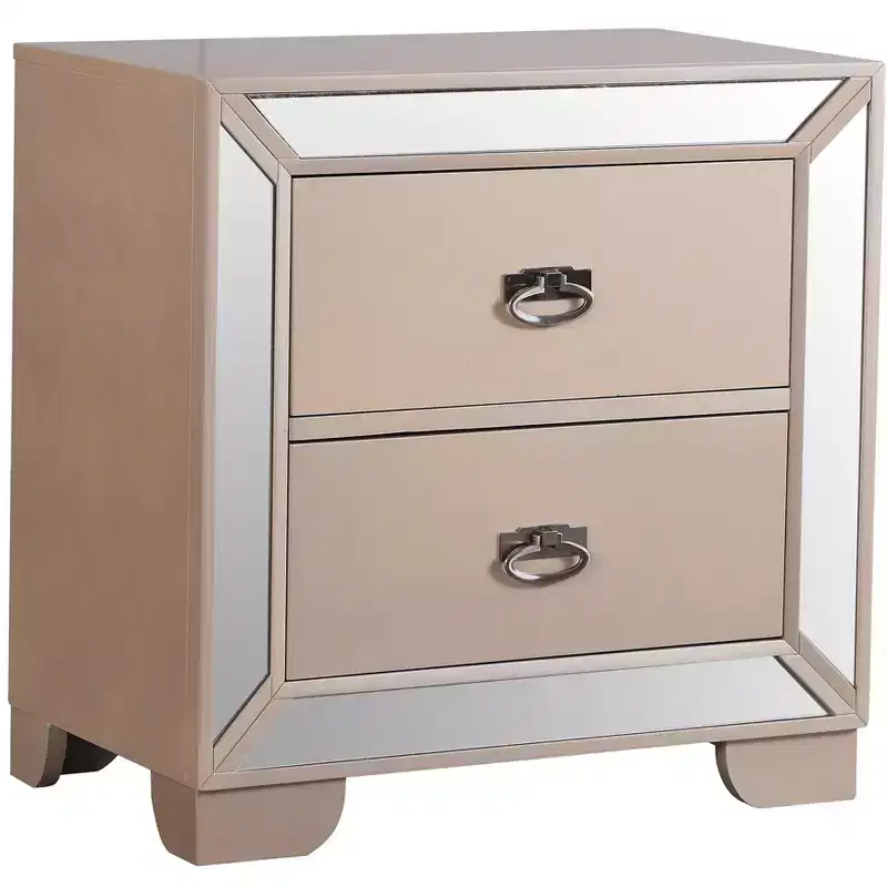 Passion Furniture Hollywood Hills 2-Drawer Nightstand (28 in. H x 28 in. W x 17 in. D)