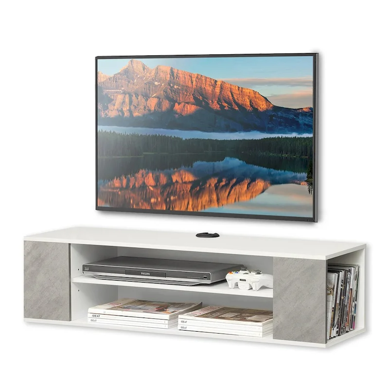 WAMPAT Floating TV Stand Shelf Wall Mounted Entertainment Center Floating Cabinet Media Hutch Under TV, 39 Inch