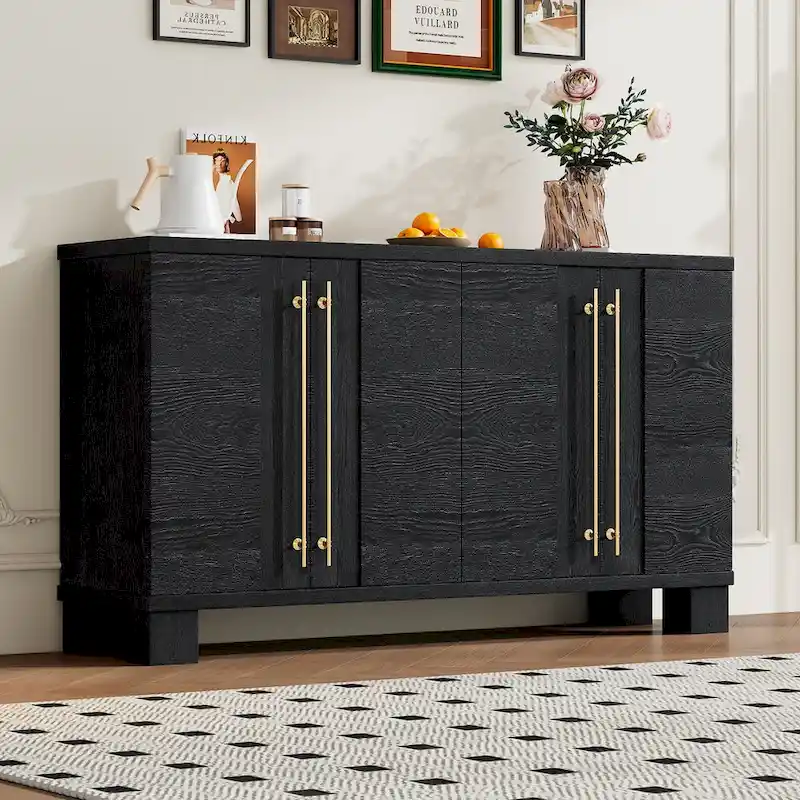 Wood Traditional Style Sideboard with Adjustable Shelves