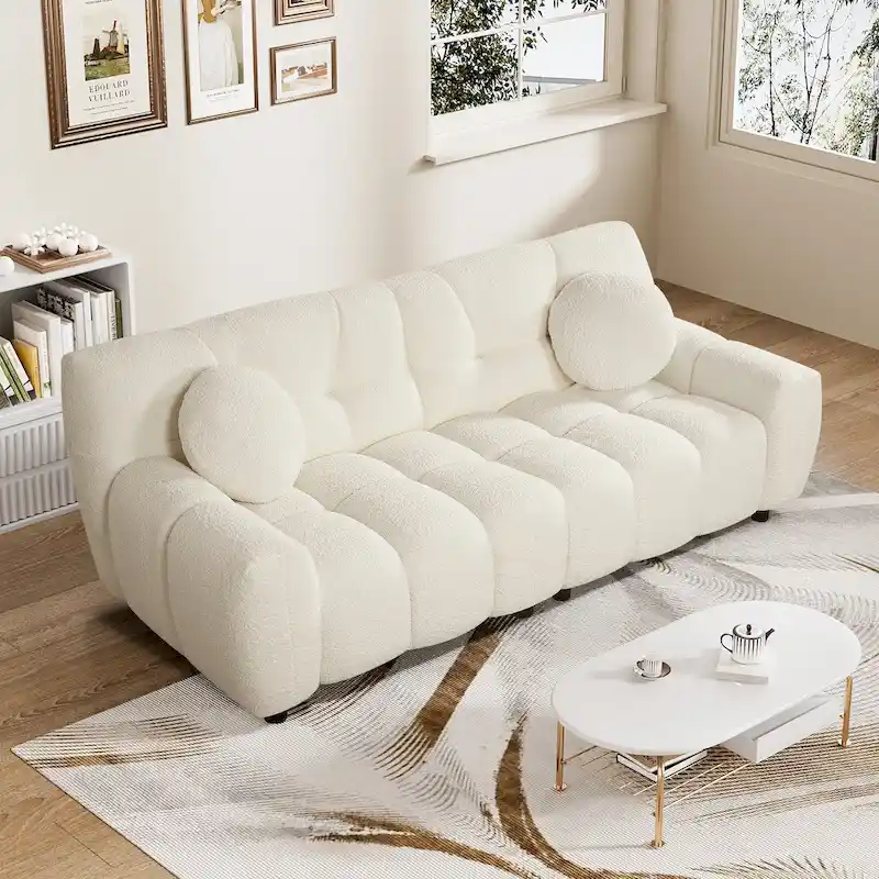 Teddy Boucle 2-Seat Cloud Deep Seat Sofa Couch for Living Room, Bedroom