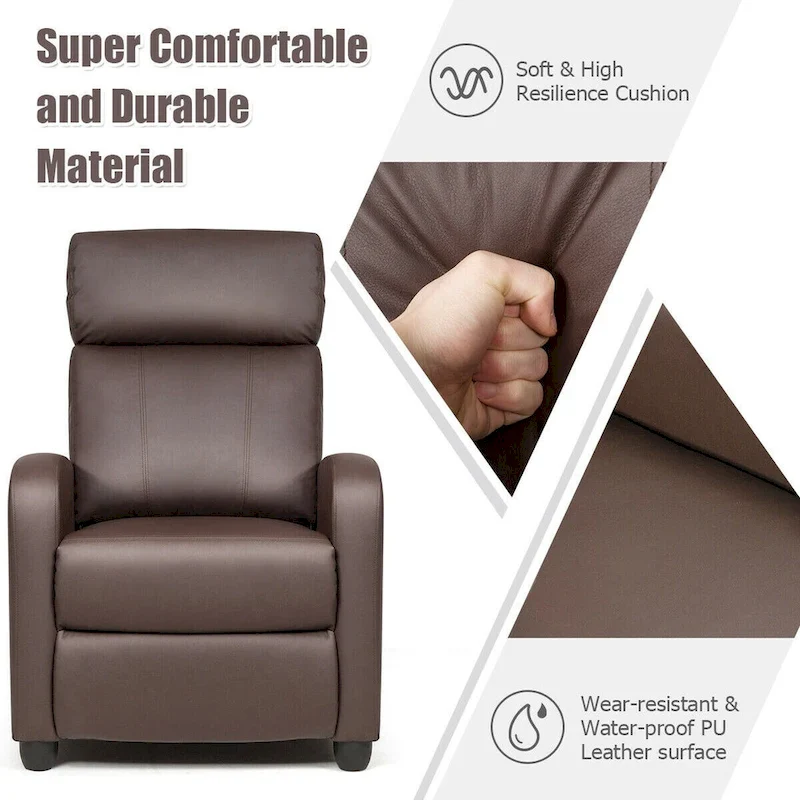 Gymax Massage Recliner Chair Single Sofa Padded Seat w/ Footrest