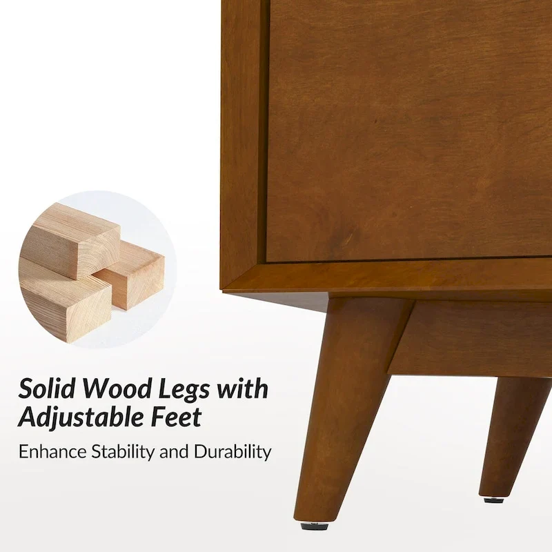 Raffaele Mid-century 6-Drawer Dresser with Solid Wood Legs by HULALA HOME