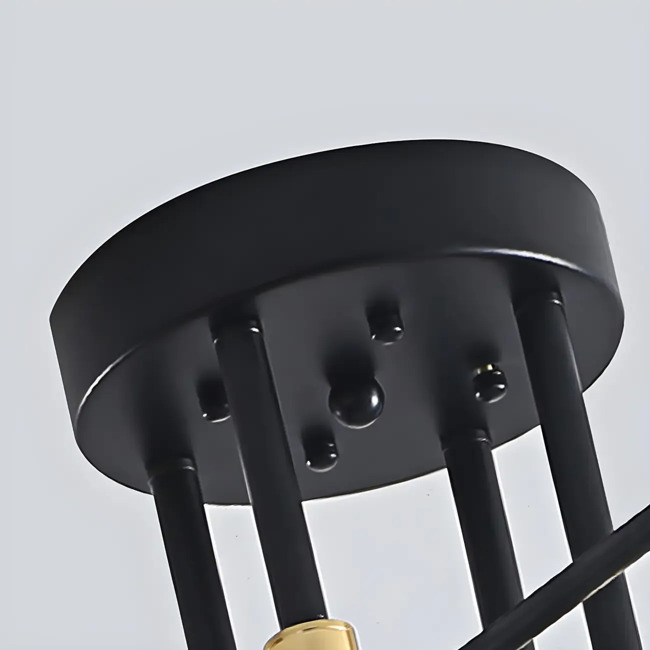 Modern Industrial Black Gold Sputnik Semi Flush Ceiling Light