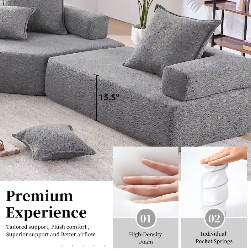 DIY Customization Boucle Upholstered Modular Sectional Sofa