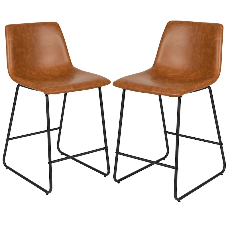 Upholstered Counter Height Modern Dining Stools (Set of 2)