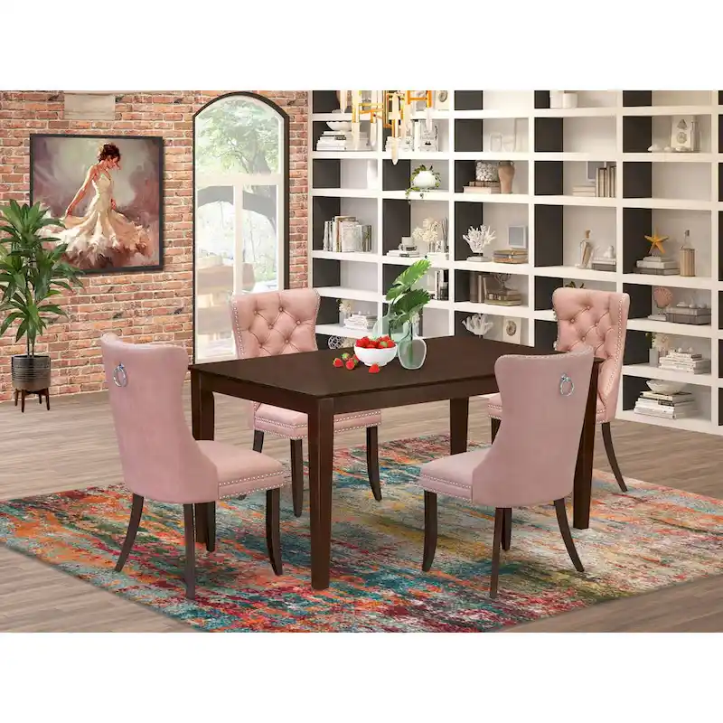 Dining Room Set with Rectangle Table and Upholstered Chairs (5, 6, or 7-Piece)