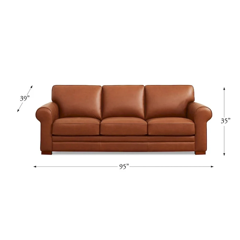 Brown Top Grain Leather Sofa with Track Arms