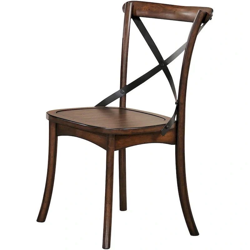 Brown Solid Wood Cross Back Dining Side Chairs and Classic Style Set of 2 - 18 L x 21 W x 35 H
