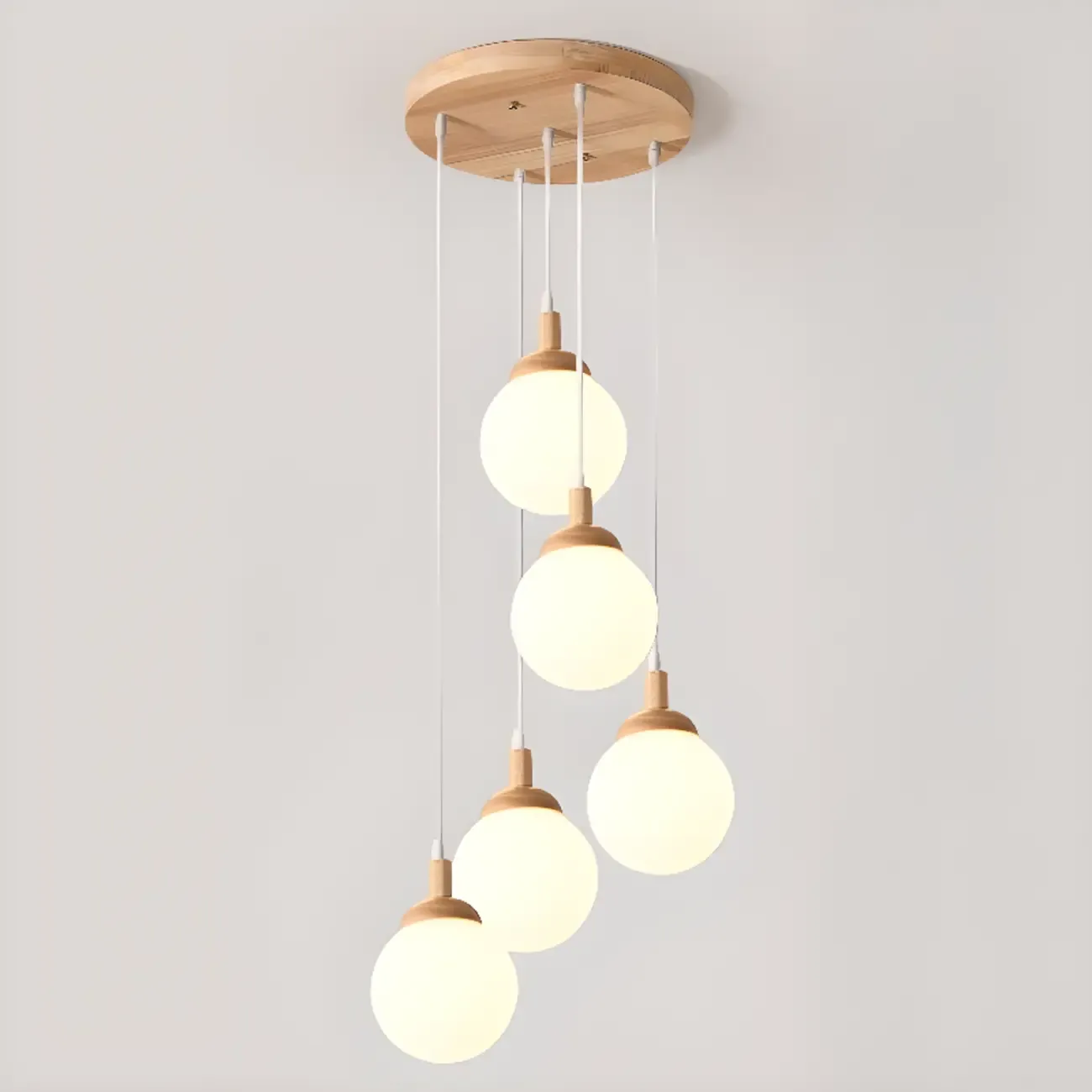 Milk Glass Cluster Pendant Light With Adjustable Length