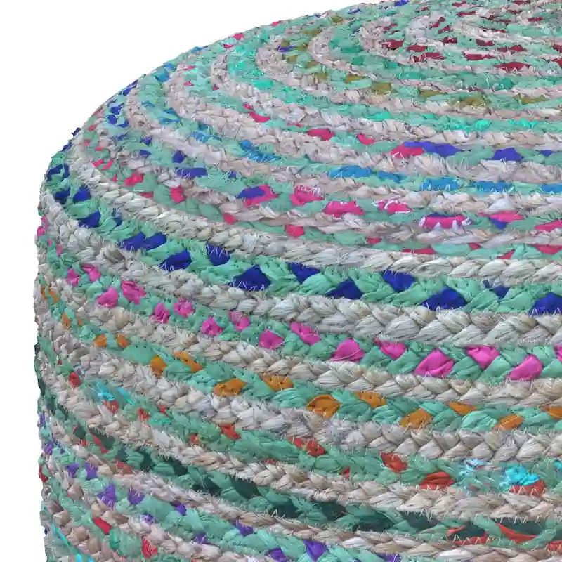 WYNDENHALL Mattise Boho Round Pouf in Braided Jute