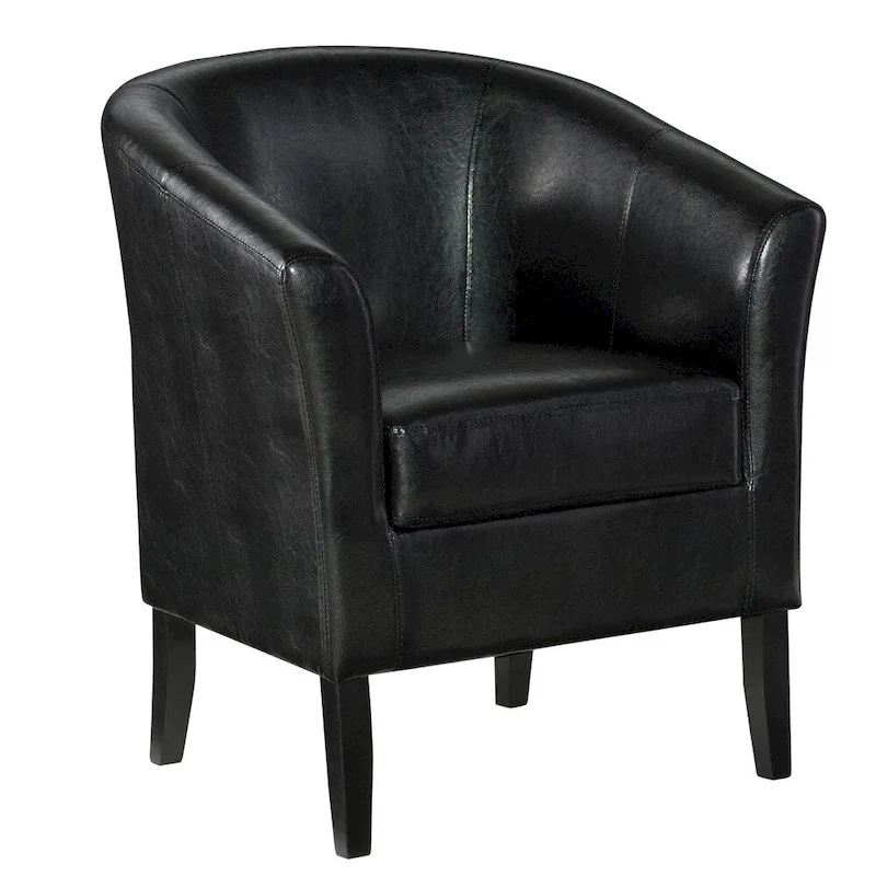 Linon Andrew Barrel Club Chair Jet Black Upholstery