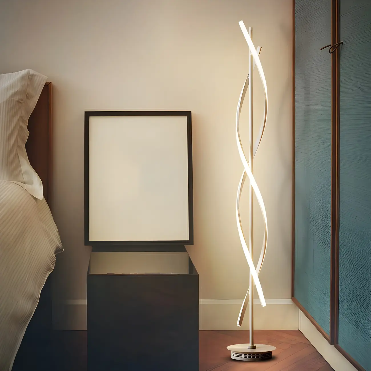 Modern 3-Color LED Floor Lamp Twisted Linear for Living Room