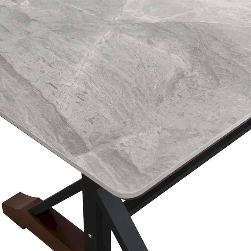 Sintered Stone Dining Table, 63 Modern Gray Rectangular Kitchen Dinner Table