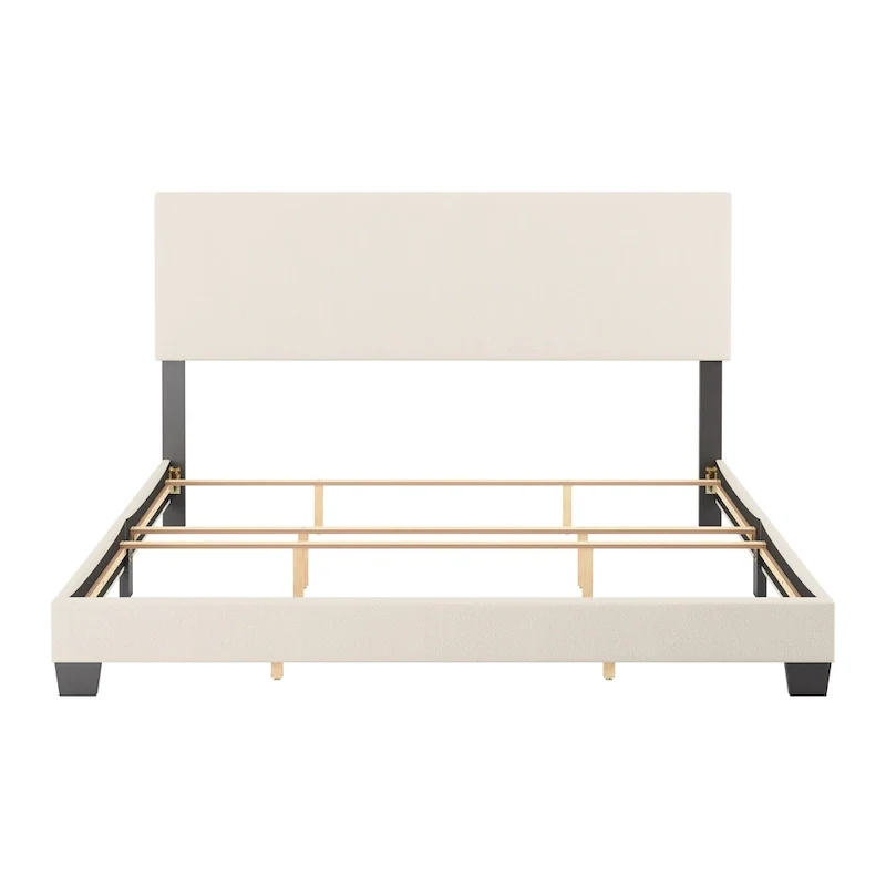 Nova Upholstered Modern Boucle Bed, Box Spring Required