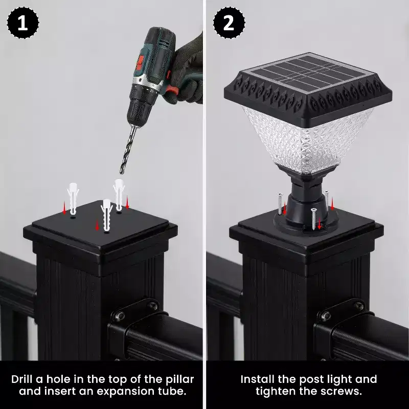 C Cattleya 2-Pack 8.5inch Matte Black Solar Post Cap Light with Remote Control,3CCT & RGB, Timer Function