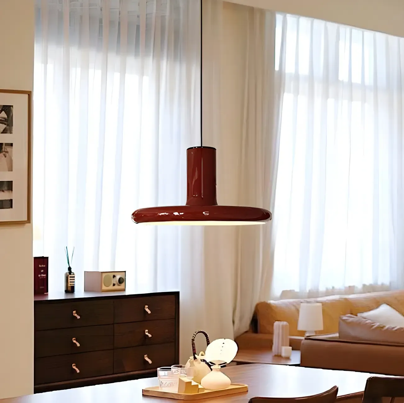 Modern Red Iron UFO Hanging Pendant Light