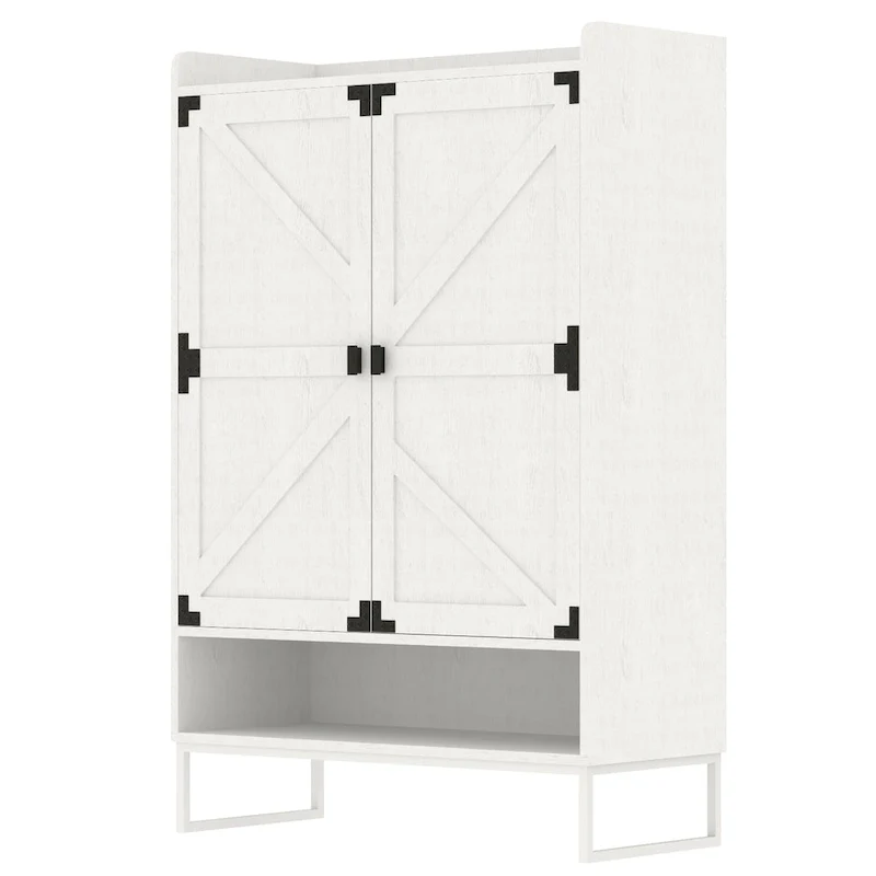 White 7-Tier Shoe Cabinet with Doors, Adjustable Shelves, Holds 24 Pairs