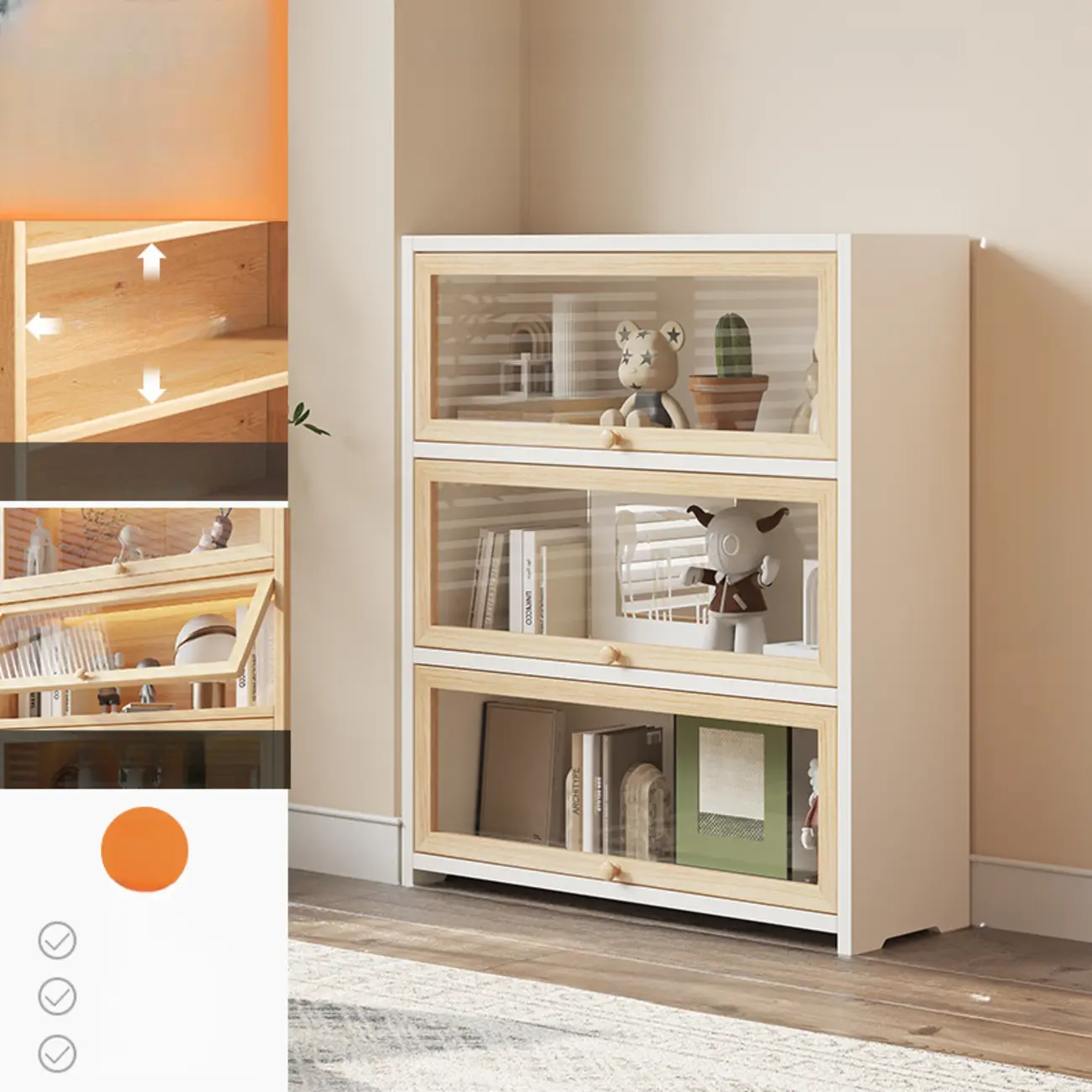 Classic Natural Finish Solid Wood 5-Shelf Display Bookcase