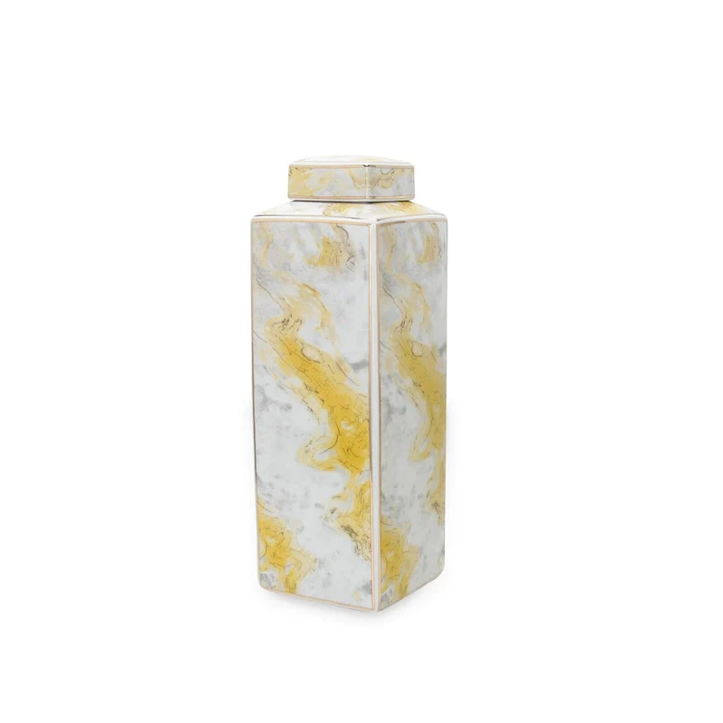 Beloved Elegant White Ceramic Vase with Gold Accents