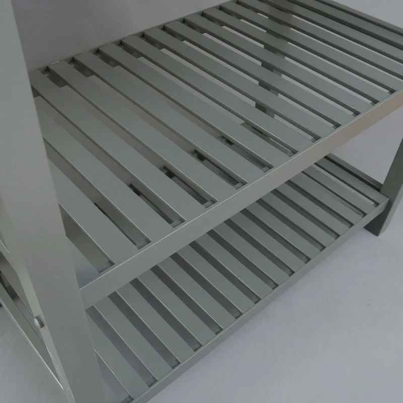 2-shelf Natural Solid Wood Top Kitchen Island - N/A