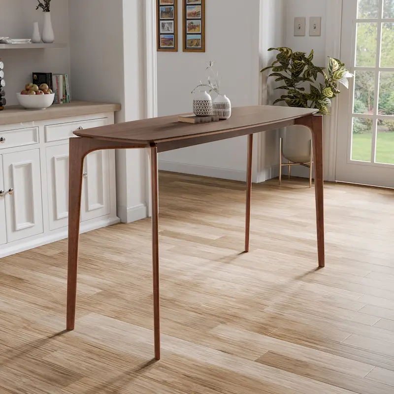 Mid-century Walnut Wood Counter Height Table